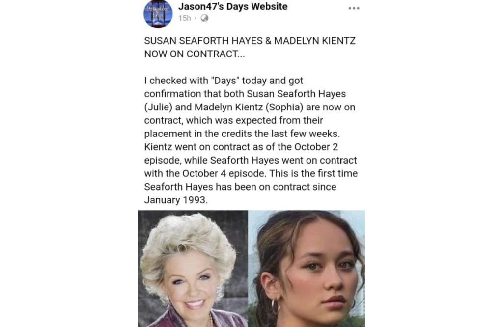 Days of Our Lives- Susan Hayes promoted